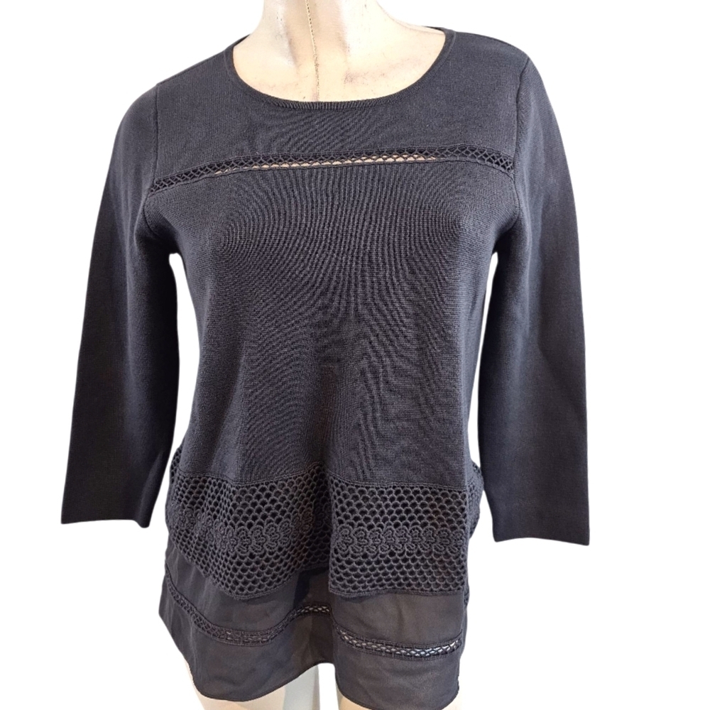 LOFT Size MP Gray Knit Top Sweater